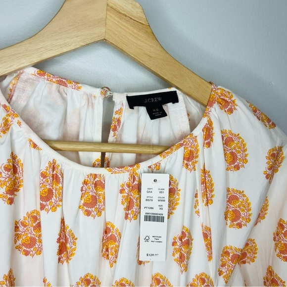 J.Crew Smocked-waist mini dress in gathered floral block print size xsmall - Picture 3 of 7